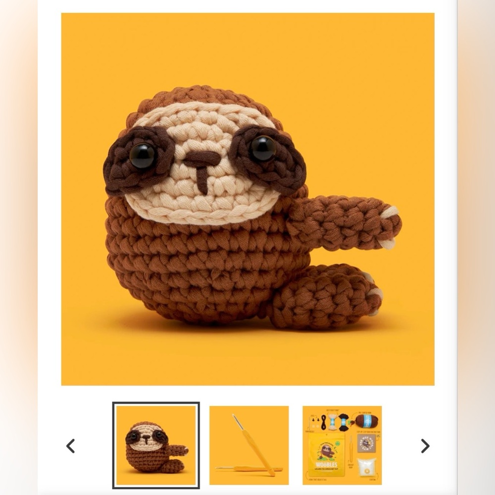 The Woobles Sam Sloth Beginner Crotchet Amigurumi Kit Learn To Crotchet